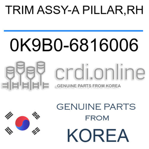 TRIM ASSY-A PILLAR,RH [ORIGINAL] 0K9B0-6816006 0K9B06816006 0K9B0 6816006