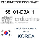 PAD KIT-FRONT DISC BRAKE [ORIGINAL] 58101-D3A11 58101D3A11 58101 D3A11