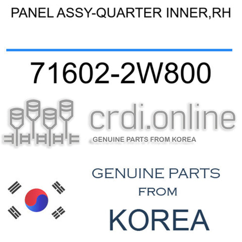 PANEL ASSY-QUARTER INNER,RH [ORIGINAL] 71602-2W800 716022W800 71602 2W800