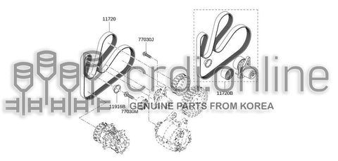 BELT & PULLEY KIT(W/O PULLEY) 11720-2957R 117202957R 11720 2957R