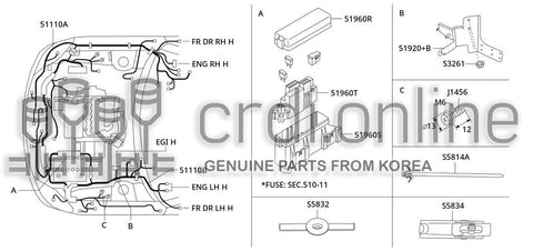 BLOCK ASSY-JUNCTION 51960-52005 5196052005 51960 52005