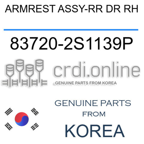 ARMREST ASSY-RR DR RH 83720-2S1139P 837202S1139P 83720 2S1139P