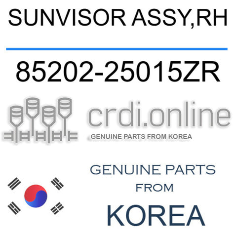 SUNVISOR ASSY,RH [ORIGINAL] 85202-25015ZR 8520225015ZR 85202 25015ZR