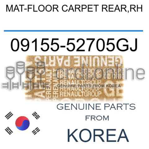 MAT-FLOOR CARPET REAR,RH [ORIGINAL] 09155-52705GJ 0915552705GJ 09155 52705GJ