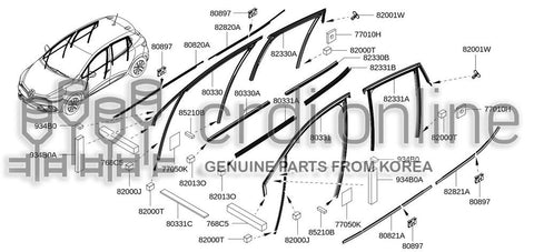 [ORIGINAL] MOULDING ASSY-FRONT DOOR OUTSIDERH 80820-2863R 808202863R 80820 2863R