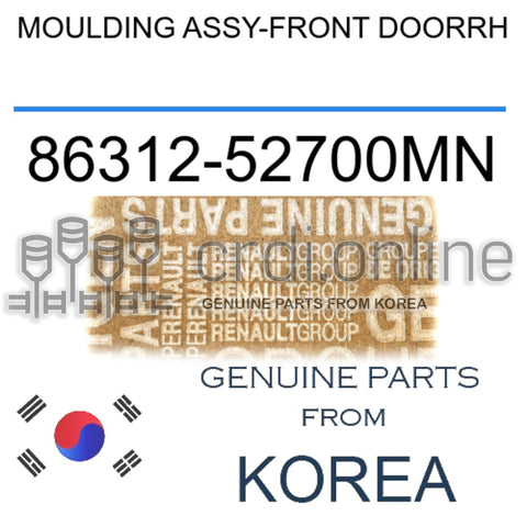 MOULDING ASSY-FRONT DOORRH [ORIGINAL] 86312-52700MN 8631252700MN 86312 52700MN