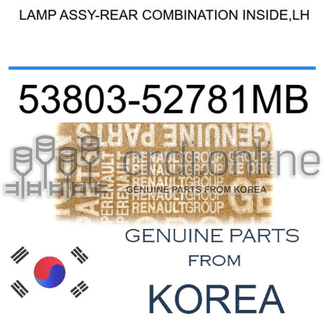 LAMP ASSY-REAR COMBINATION INSIDE,LH [ORIGINAL] 53803-52781MB 5380352781MB 53803 52781MB