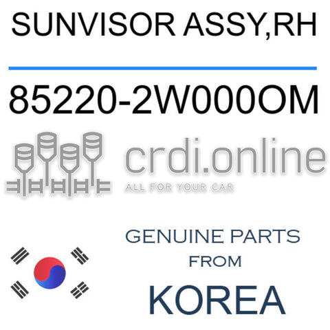 SUNVISOR ASSY,RH 85220-2W000OM 852202W000OM 85220 2W000OM