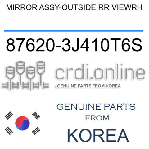 MIRROR ASSY-OUTSIDE RR VIEWRH [ORIGINAL] 87620-3J410T6S 876203J410T6S 87620 3J410T6S