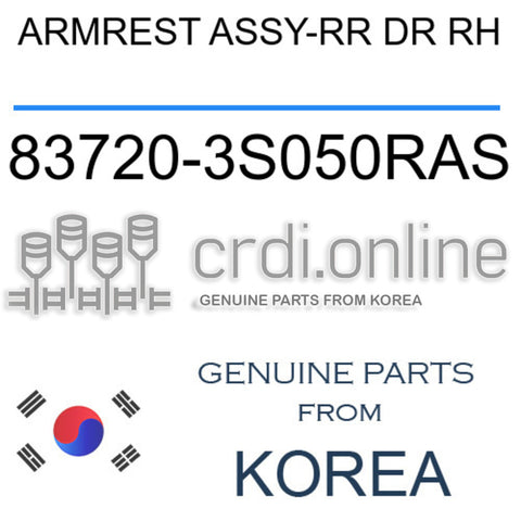 ARMREST ASSY-RR DR RH 83720-3S050RAS 837203S050RAS 83720 3S050RAS