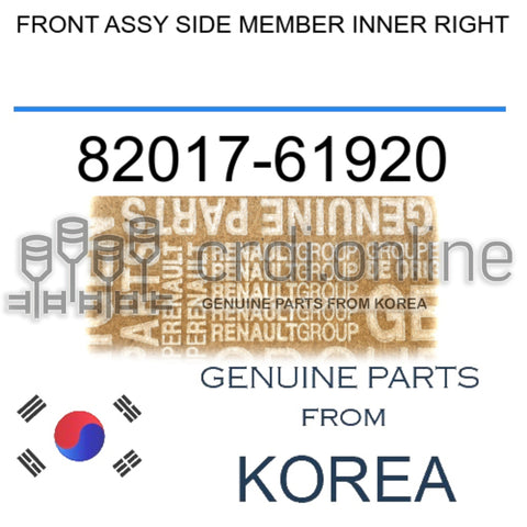 FRONT ASSY SIDE MEMBER INNER RIGHT [ORIGINAL] 82017-61920 8201761920 82017 61920
