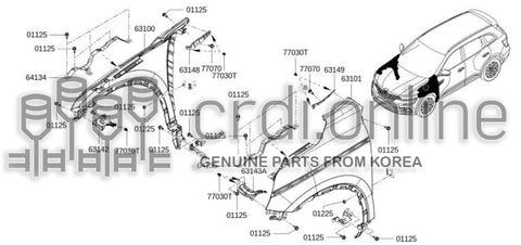 BRACKET-FRONT FENDERLH [ORIGINAL] 63149-6927R 631496927R 63149 6927R