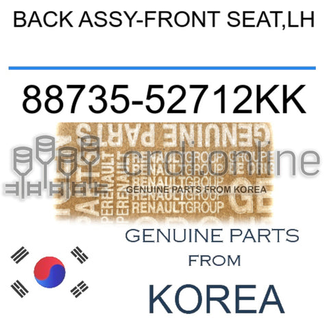 BACK ASSY-FRONT SEAT,LH [ORIGINAL] 88735-52712KK 8873552712KK 88735 52712KK