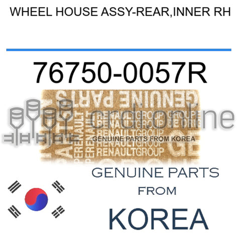 WHEEL HOUSE ASSY-REAR,INNER RH [ORIGINAL] 76750-0057R 767500057R 76750 0057R