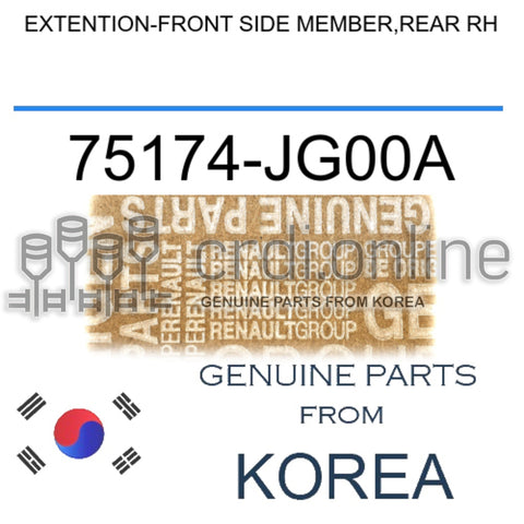 EXTENTION-FRONT SIDE MEMBER,REAR RH [ORIGINAL] 75174-JG00A 75174JG00A 75174 JG00A