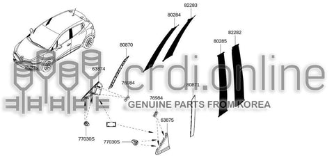 MOLDING-FR FIXED WINDOW RH 80870-4637R 808704637R 80870 4637R