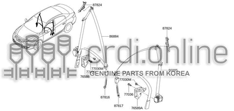 BELT ASSY-TONGUEPRETENSIONER FRONT LH 86885-5373R 868855373R 86885 5373R