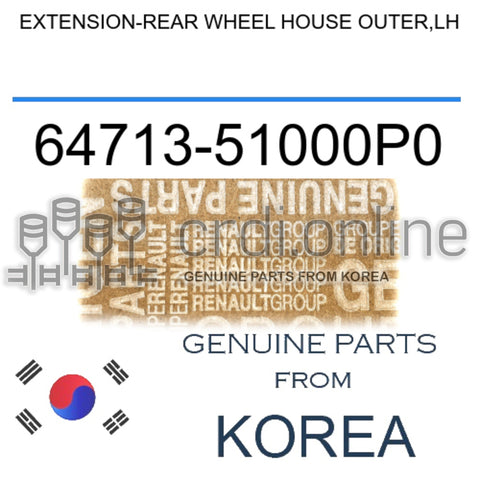 EXTENSION-REAR WHEEL HOUSE OUTER,LH [ORIGINAL] 64713-51000P0 6471351000P0 64713 51000P0