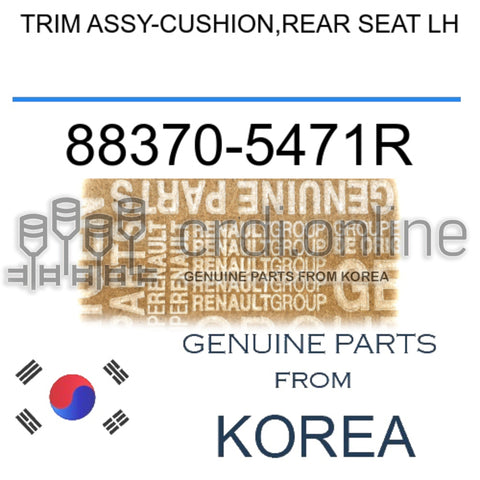 TRIM ASSY-CUSHION,REAR SEAT LH [ORIGINAL] 88370-5471R 883705471R 88370 5471R
