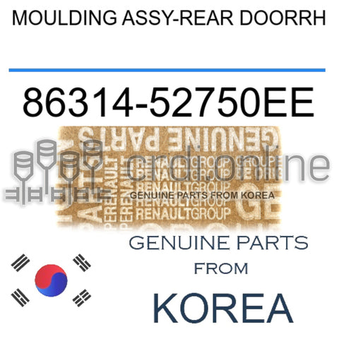 MOULDING ASSY-REAR DOORRH [ORIGINAL] 86314-52750EE 8631452750EE 86314 52750EE