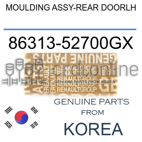 MOULDING ASSY-REAR DOORLH [ORIGINAL] 86313-52700GX 8631352700GX 86313 52700GX