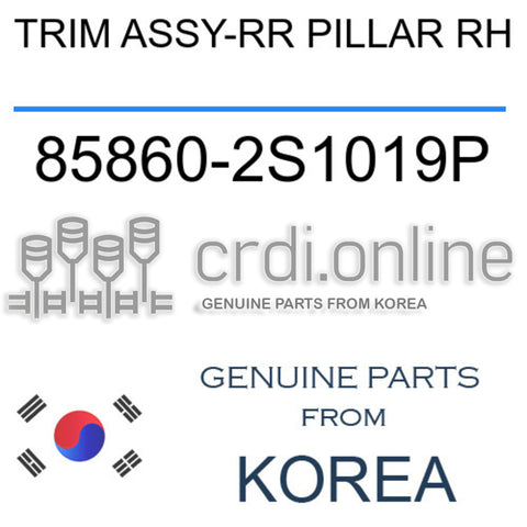 TRIM ASSY-RR PILLAR RH [ORIGINAL] 85860-2S1019P 858602S1019P 85860 2S1019P