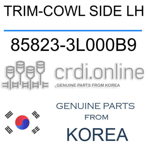 TRIM-COWL SIDE LH [ORIGINAL] 85823-3L000B9 858233L000B9 85823 3L000B9