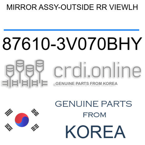 MIRROR ASSY-OUTSIDE RR VIEWLH [ORIGINAL] 87610-3V070BHY 876103V070BHY 87610 3V070BHY