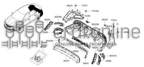 BRACKET-REAR LH FOG LAMP ON REAR BUMPER 26986-6082R 269866082R 26986 6082R