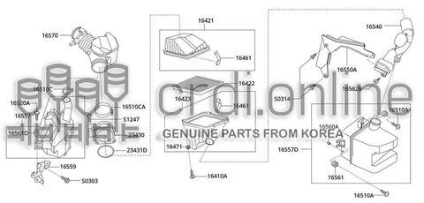 DUCT ASSY-AIRDUST SIDE 16540-43920 1654043920 16540 43920