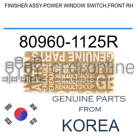 FINISHER ASSY-POWER WINDOW SWITCH,FRONT RH [ORIGINAL] 80960-1125R 809601125R 80960 1125R