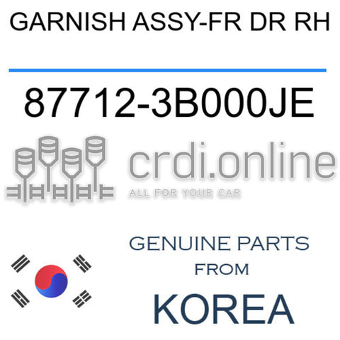 GARNISH ASSY-FR DR RH [ORIGINAL] 87712-3B000JE 877123B000JE 87712 3B000JE
