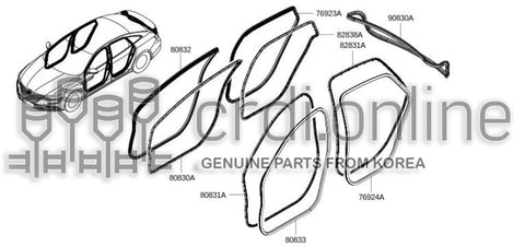 WEATHERSTRIP ASSY-REAR DOORRH 82838-0072R 828380072R 82838 0072R
