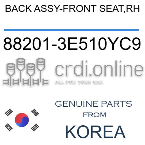 BACK ASSY-FRONT SEAT,RH 88201-3E510YC9 882013E510YC9 88201 3E510YC9