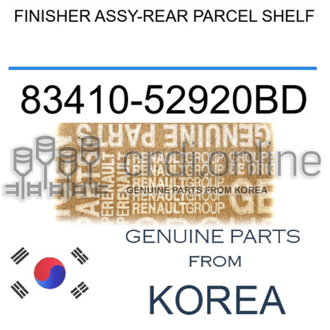 FINISHER ASSY-REAR PARCEL SHELF [ORIGINAL] 83410-52920BD 8341052920BD 83410 52920BD