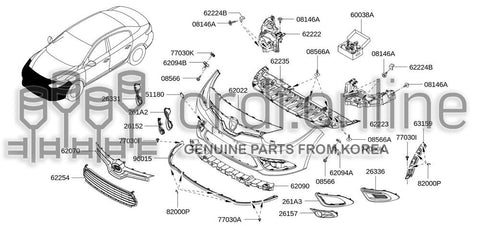BRACKET-FRONT BUMPER SIDERH 62222-1299R 622221299R 62222 1299R