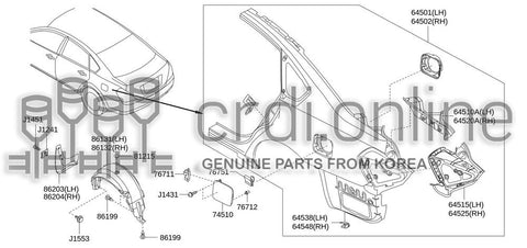 BASE ASSY-REAR COMBINATION LAMPLH 64515-52000 6451552000 64515 52000