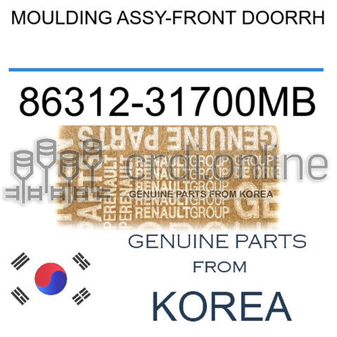MOULDING ASSY-FRONT DOORRH [ORIGINAL] 86312-31700MB 8631231700MB 86312 31700MB