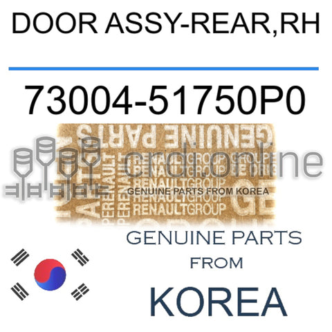 DOOR ASSY-REAR,RH [ORIGINAL] 73004-51750P0 7300451750P0 73004 51750P0