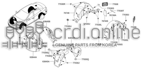 PROTECTOR-REAR WHEEL HOUSELH 76749-0009R 767490009R 76749 0009R