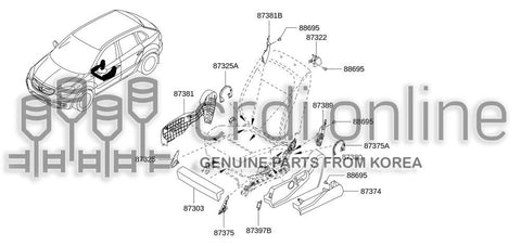 SIDE FINISHER-FRONT SEAT CUSHION CONSOLE SIDE A 87380-5767R 873805767R 87380 5767R
