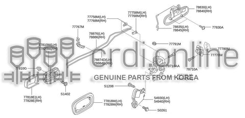 HANDLE ASSY-REAR DOOR OUTSIDERH 78840-31010AB 7884031010AB 78840 31010AB