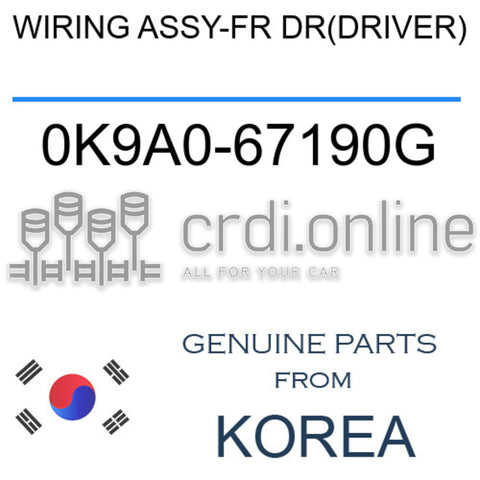 WIRING ASSY-FR DR(DRIVER) 0K9A0-67190G 0K9A067190G 0K9A0 67190G