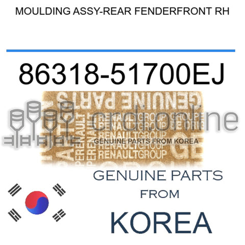 MOULDING ASSY-REAR FENDERFRONT RH [ORIGINAL] 86318-51700EJ 8631851700EJ 86318 51700EJ