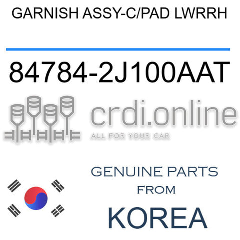 GARNISH ASSY-C/PAD LWRRH [ORIGINAL] 84784-2J100AAT 847842J100AAT 84784 2J100AAT