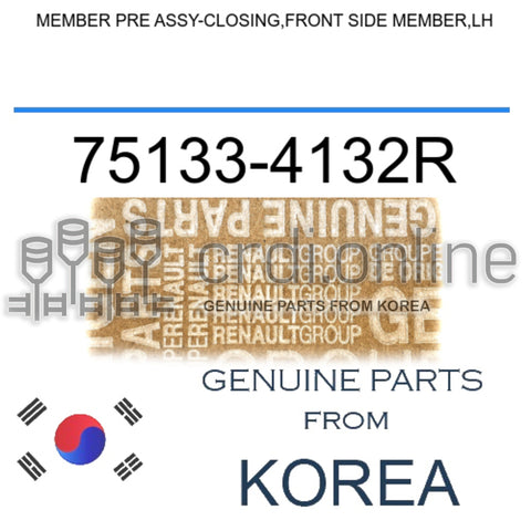 MEMBER PRE ASSY-CLOSING,FRONT SIDE MEMBER,LH [ORIGINAL] 75133-4132R 751334132R 75133 4132R