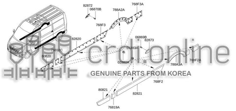 B PILLAR PROTECTION STRIP RH 76818-0129R 768180129R 76818 0129R