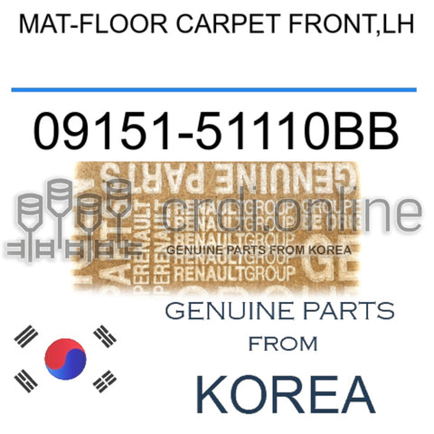 MAT-FLOOR CARPET FRONT,LH [ORIGINAL] 09151-51110BB 0915151110BB 09151 51110BB