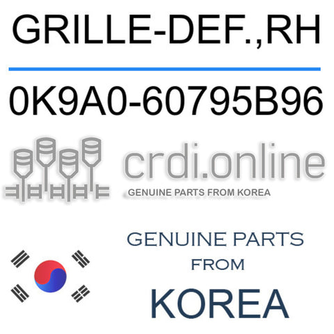 GRILLE-DEF.,RH 0K9A0-60795B96 0K9A060795B96 0K9A0 60795B96