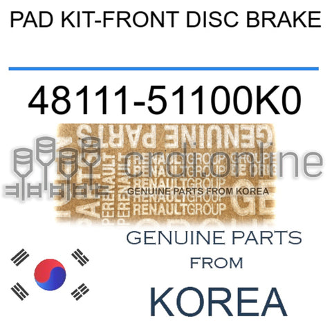 PAD KIT-FRONT DISC BRAKE [ORIGINAL] 48111-51100K0 4811151100K0 48111 51100K0